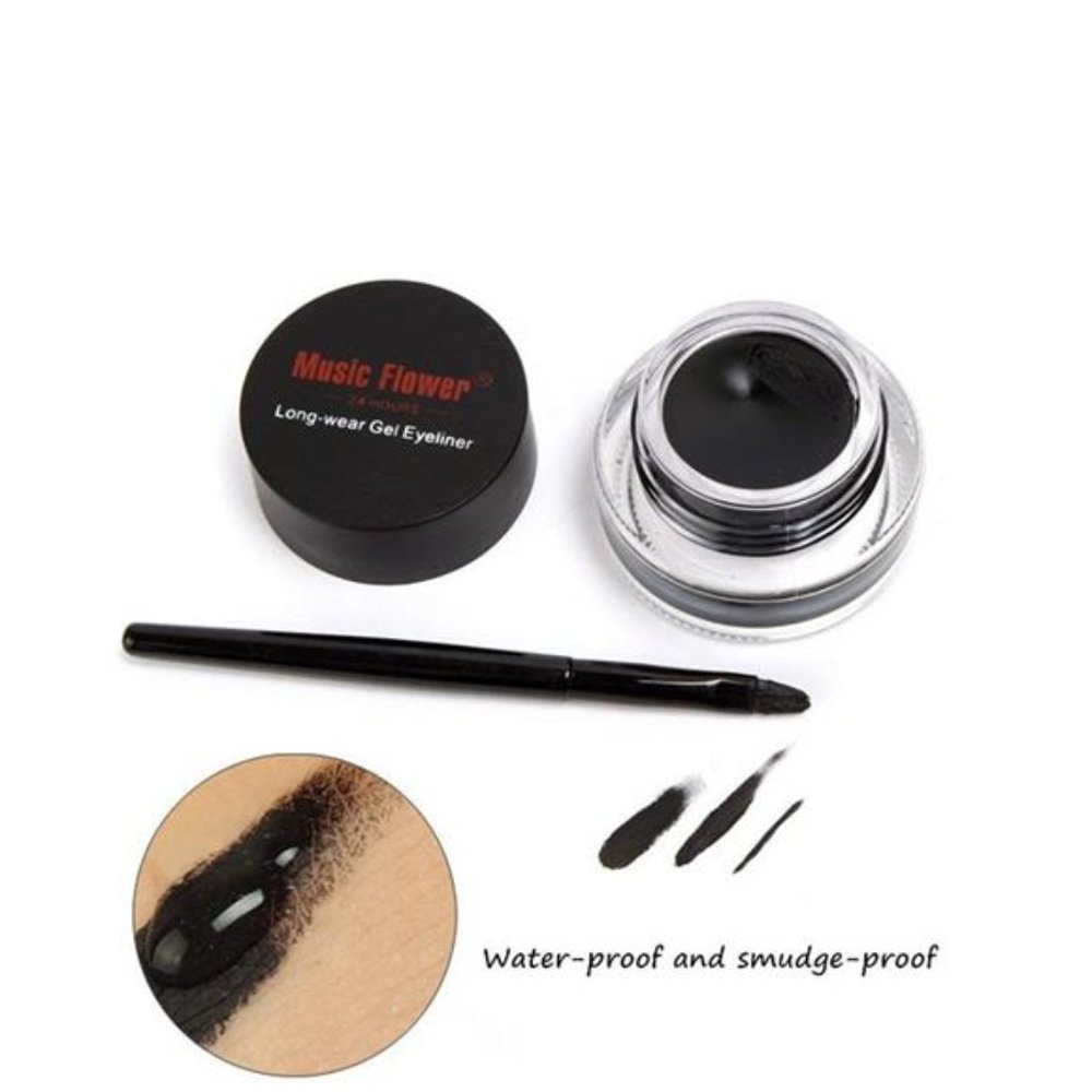 a set of 4 -2 in 1 Black and Brown Gel Eyeliner Set Smudge Proof 2 brushes - Picture 7 of 8